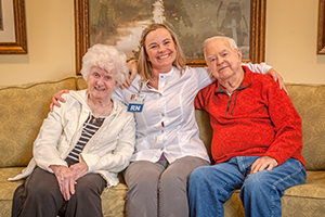 A nurse with assisted living residents