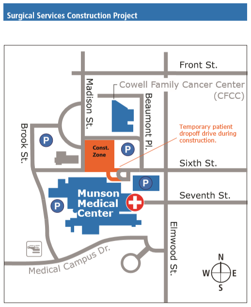 Map of Surgical Services at Munson Medical Center