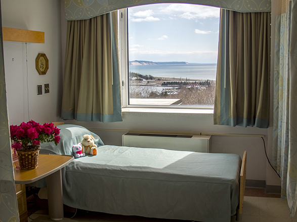 Several Patient rooms have great views, including this one of Lake Michigan.