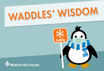 Waddles' Wisdom Safe winter walking munson healthcare waddles