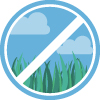 Illustration of grass covered by universal &quot;no&quot; symbol