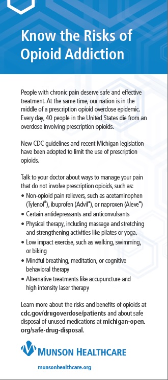 Image of the brochure, &quot;Talking with your doctor about pain control&quot; from MI-OPEN. 