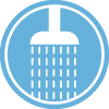 Illustration of shower head and falling water