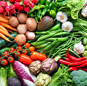 array of vegetables in lots of colors